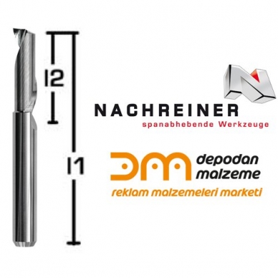 Nachreiner Genel Amaçlı CNC Kesim Bıçağı 3mm (3x12x50 mm, Z=1, Polisajlı)