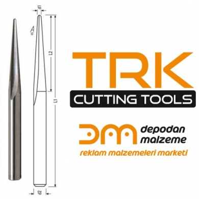 TRK Konik Küre Freze Kesimi CNC Ucu 2mm (8x20x65 mm)